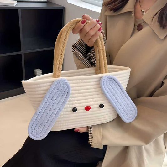 Cute Cartoon Bag Shopper Woven Casual Handbag (Multicolor)